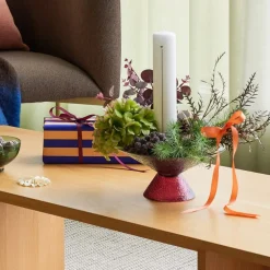 Hübsch Stor sød glasskål, blå/rød, glas, Ø 25 cm