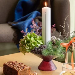 Hübsch Stor sød glasskål, blå/rød, glas, Ø 25 cm