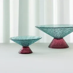 Hübsch Stor sød glasskål, blå/rød, glas, Ø 25 cm