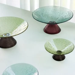 Hübsch Stor sød glasskål, blå/rød, glas, Ø 25 cm