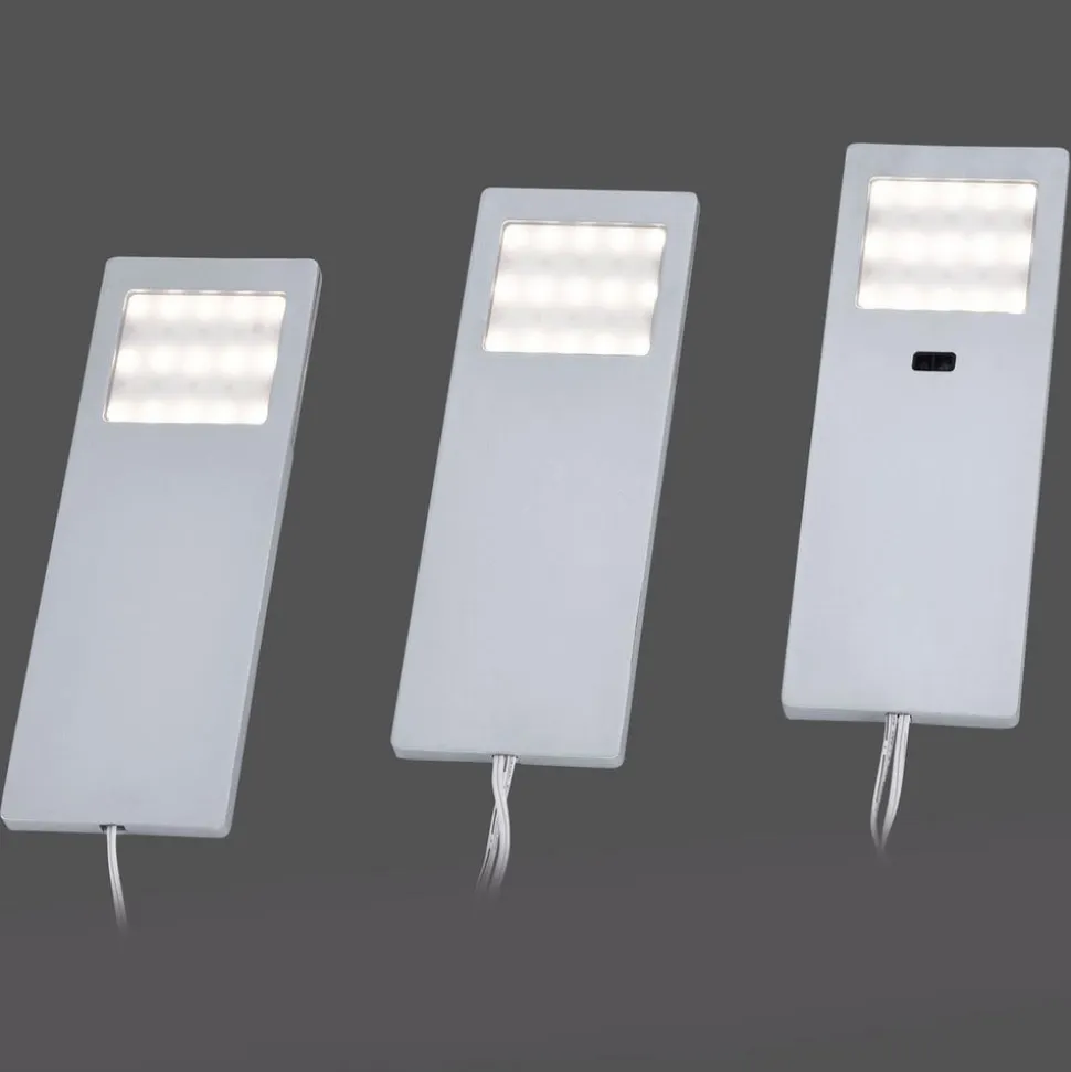 Helena LED-møbellampe, 19 x 7 cm, sæt med 3, sensor, metal