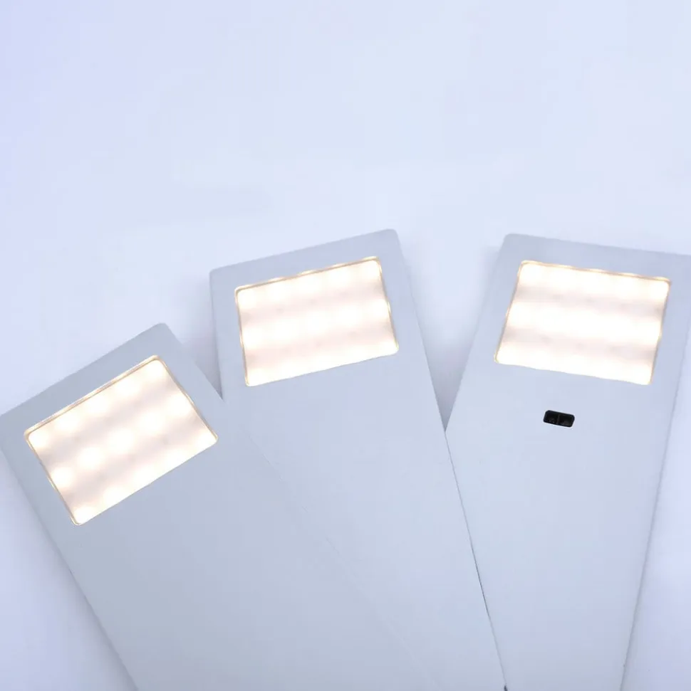 Helena LED-møbellampe, 19 x 7 cm, sæt med 3, sensor, metal