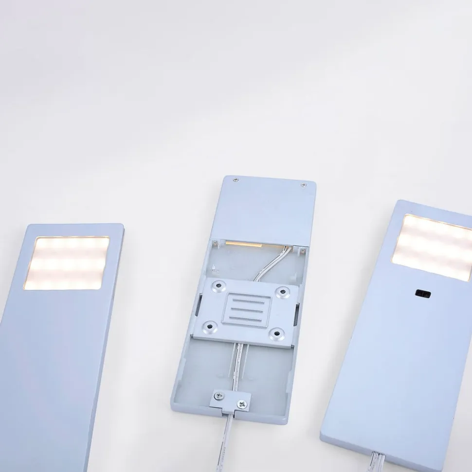 Helena LED-møbellampe, 19 x 7 cm, sæt med 3, sensor, metal