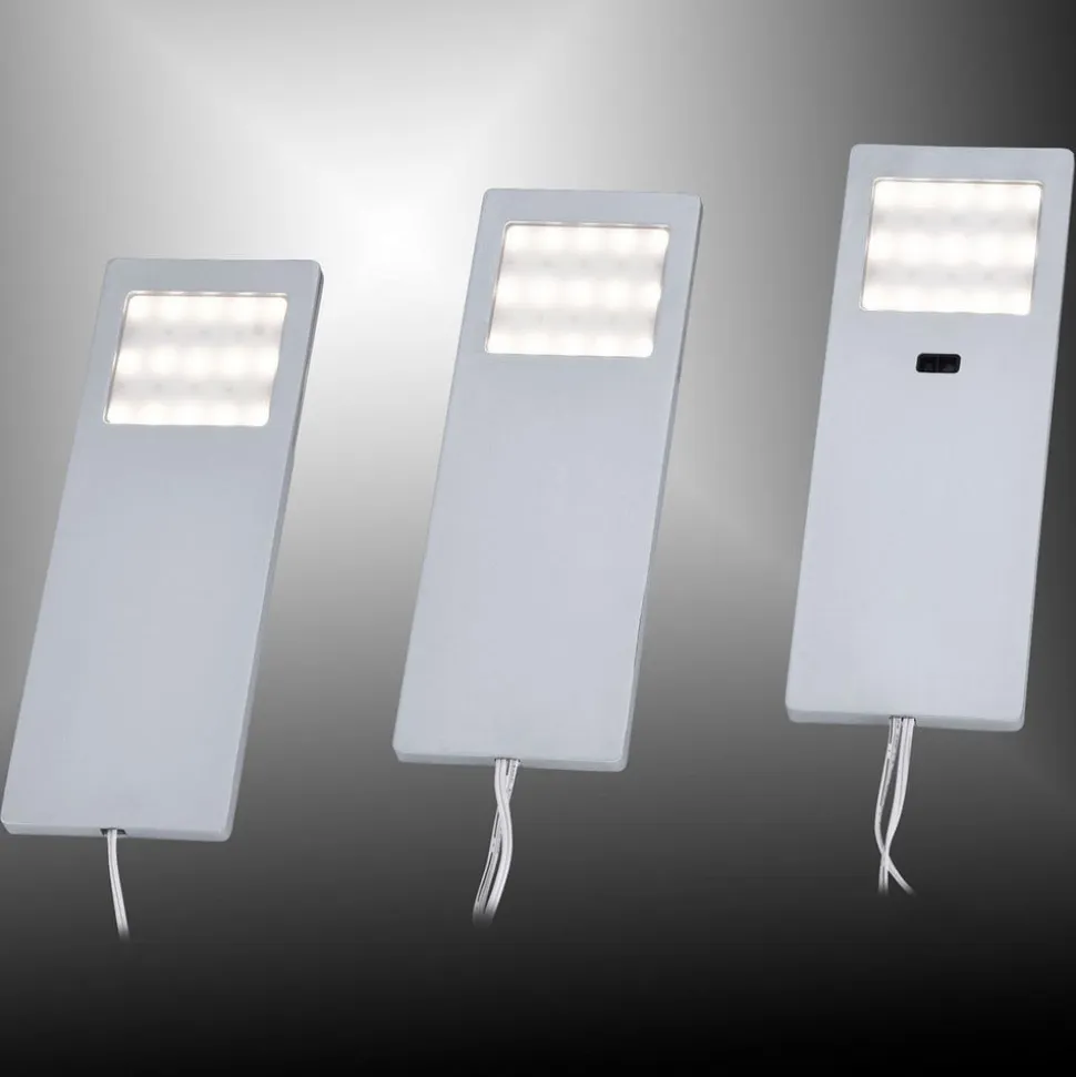 Helena LED-møbellampe, 19 x 7 cm, sæt med 3, sensor, metal