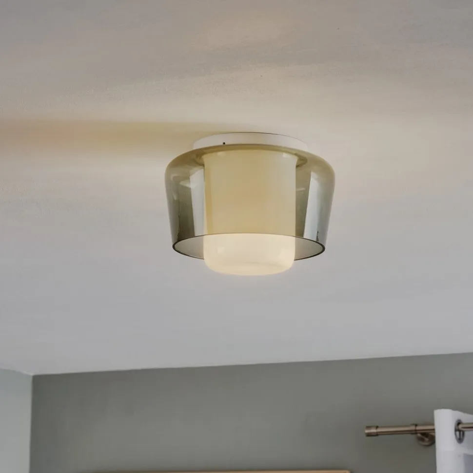 Helestra Canio - loftlampe i glas, røggrå
