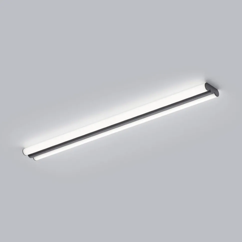 Helestra LED-spejllampe LOOM, længde 90 cm, sort, IP44