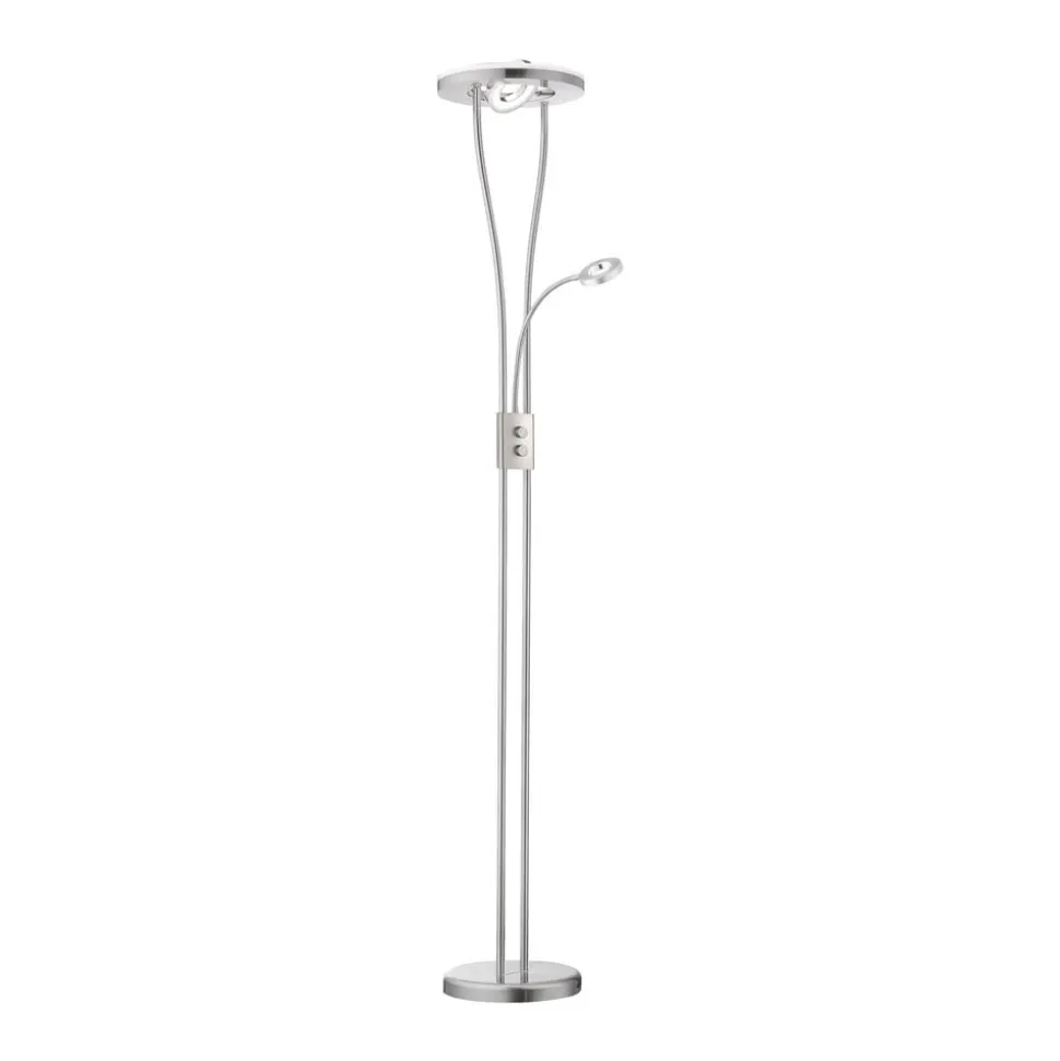 Helia LED-gulvlampe med læselampe, stål