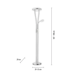 Helia LED-gulvlampe med læselampe, stål