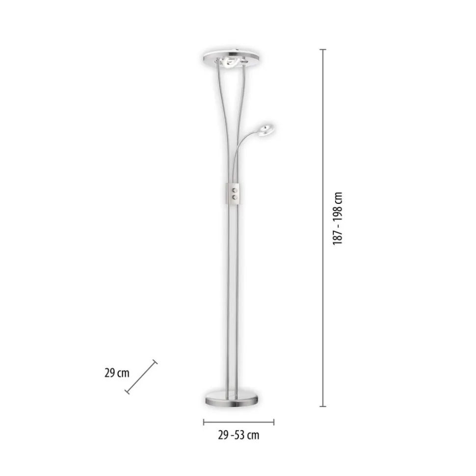 Helia LED-gulvlampe med læselampe, stål