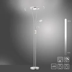 Helia LED-gulvlampe med læselampe, stål