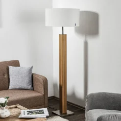 HerzBlut Dana gulvlampe, natur eg, hvid