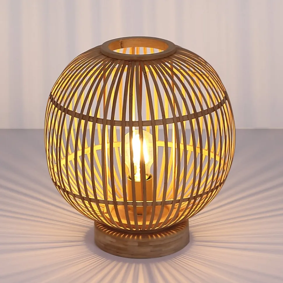Hildegard bordlampe af bambus, Ø 30 cm