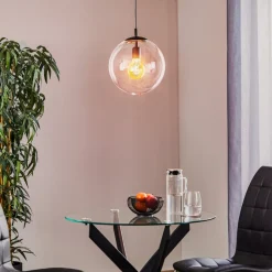 Hængelampe 562, glas klar, kappe/baldakin sort
