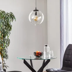 Hængelampe 562, glas klar, kappe/baldakin sort
