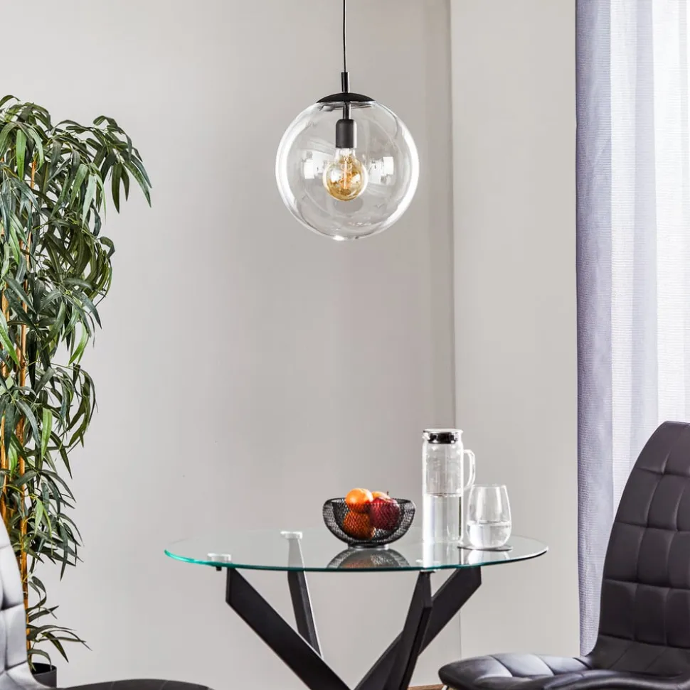 Hængelampe 562, glas klar, kappe/baldakin sort