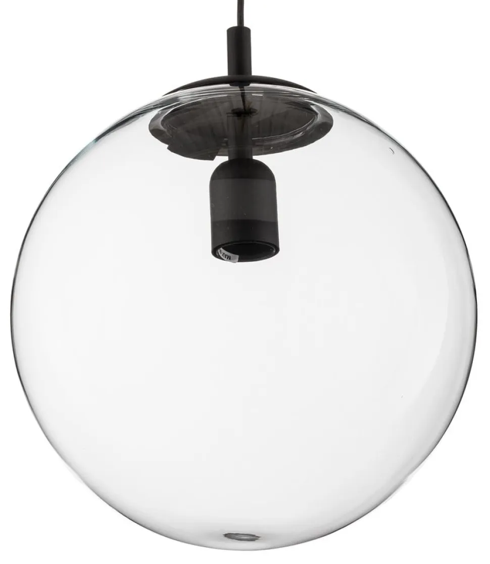 Hængelampe 562, glas klar, kappe/baldakin sort