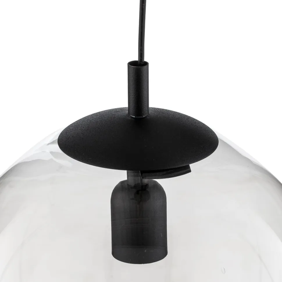 Hængelampe 562, glas klar, kappe/baldakin sort