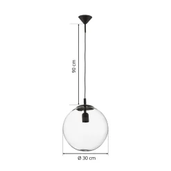 Hængelampe 562, glas klar, kappe/baldakin sort