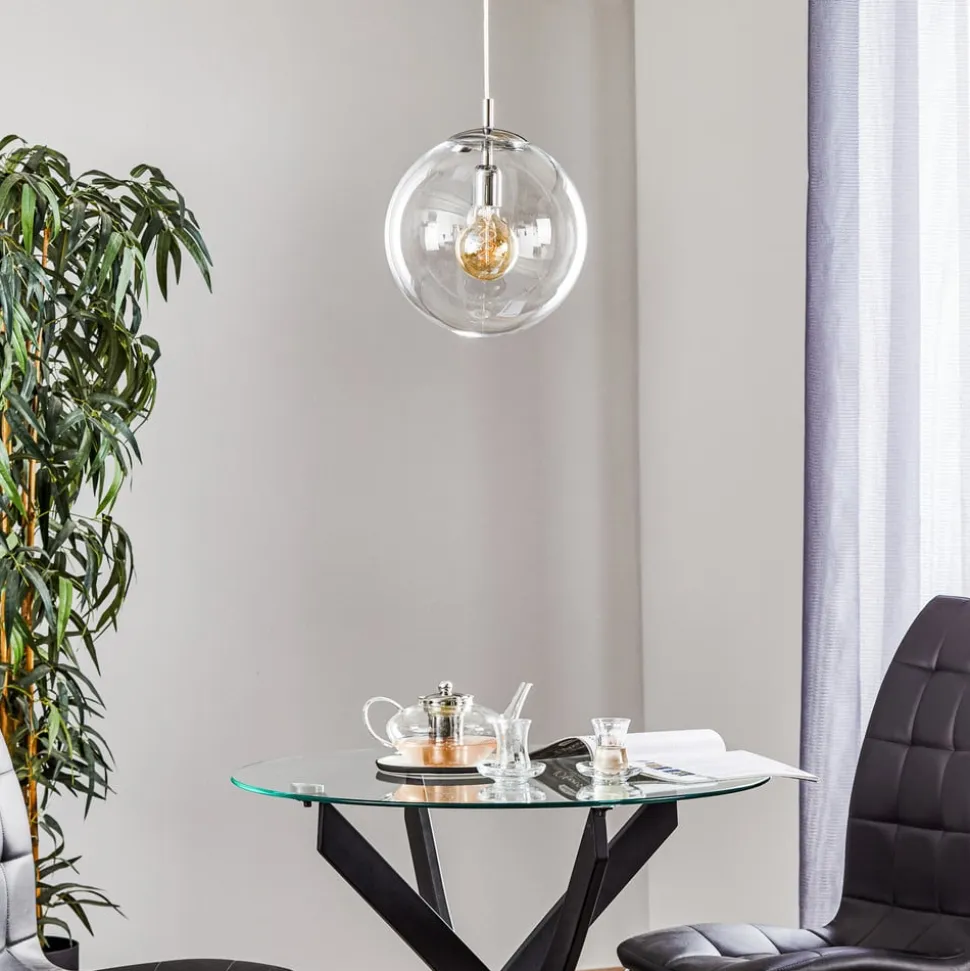 Hængelampe 562, glas klar, kappe/baldakin krom