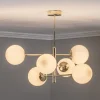Hængelampe Aurora, guldfarvet, 6 lyskilder, glas, metal
