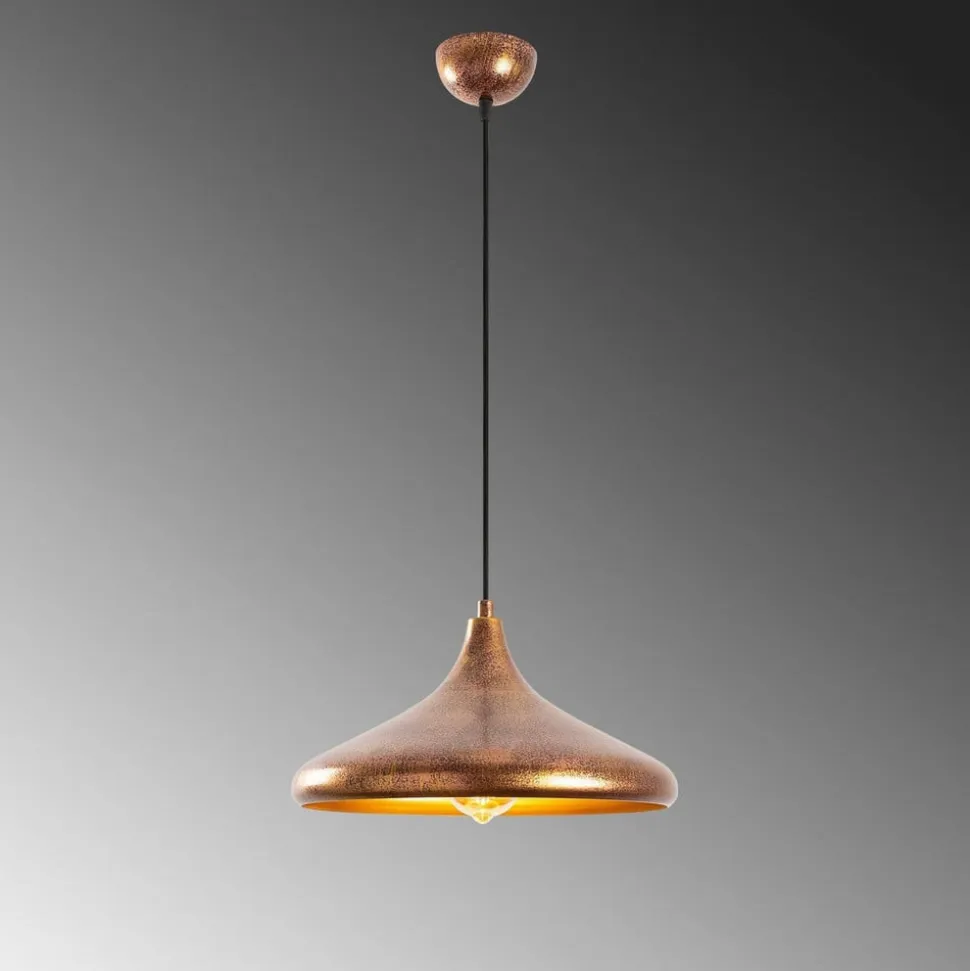 Hængelampe Barek 11545, messing brun, metal, Ø 34 cm