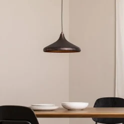 Hængelampe Barek, sort/guld, Ø 34 cm, metal, E27