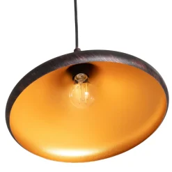 Hængelampe Barek, sort/guld, Ø 34 cm, metal, E27