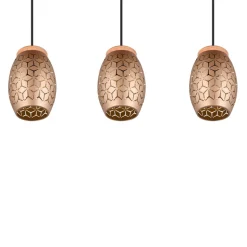 Hængelampe Bidar, længde 71 cm, kaffebrun, 3-lys, metal