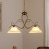 Hængelampe BILIARDO GIORGIO, creme/bronze, glas/jern 2 lyskilder.