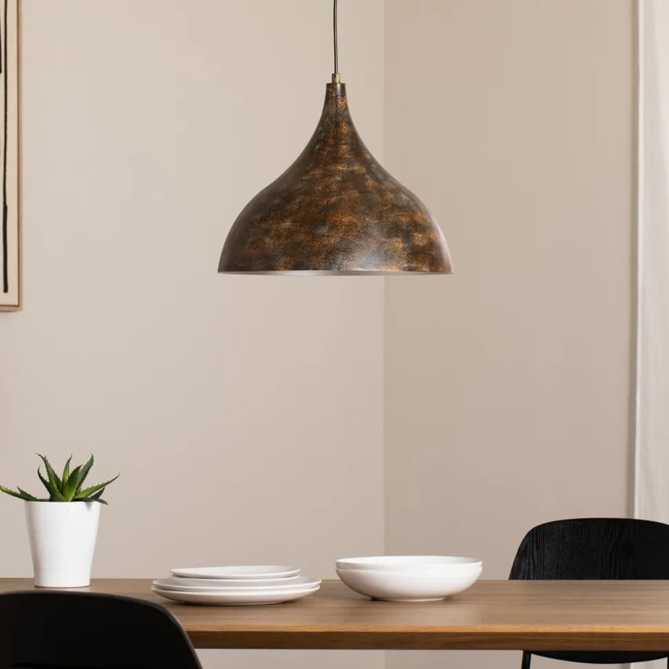 Hængelampe Bitlislim, antikbrun, Ø 41 cm, metal, E27