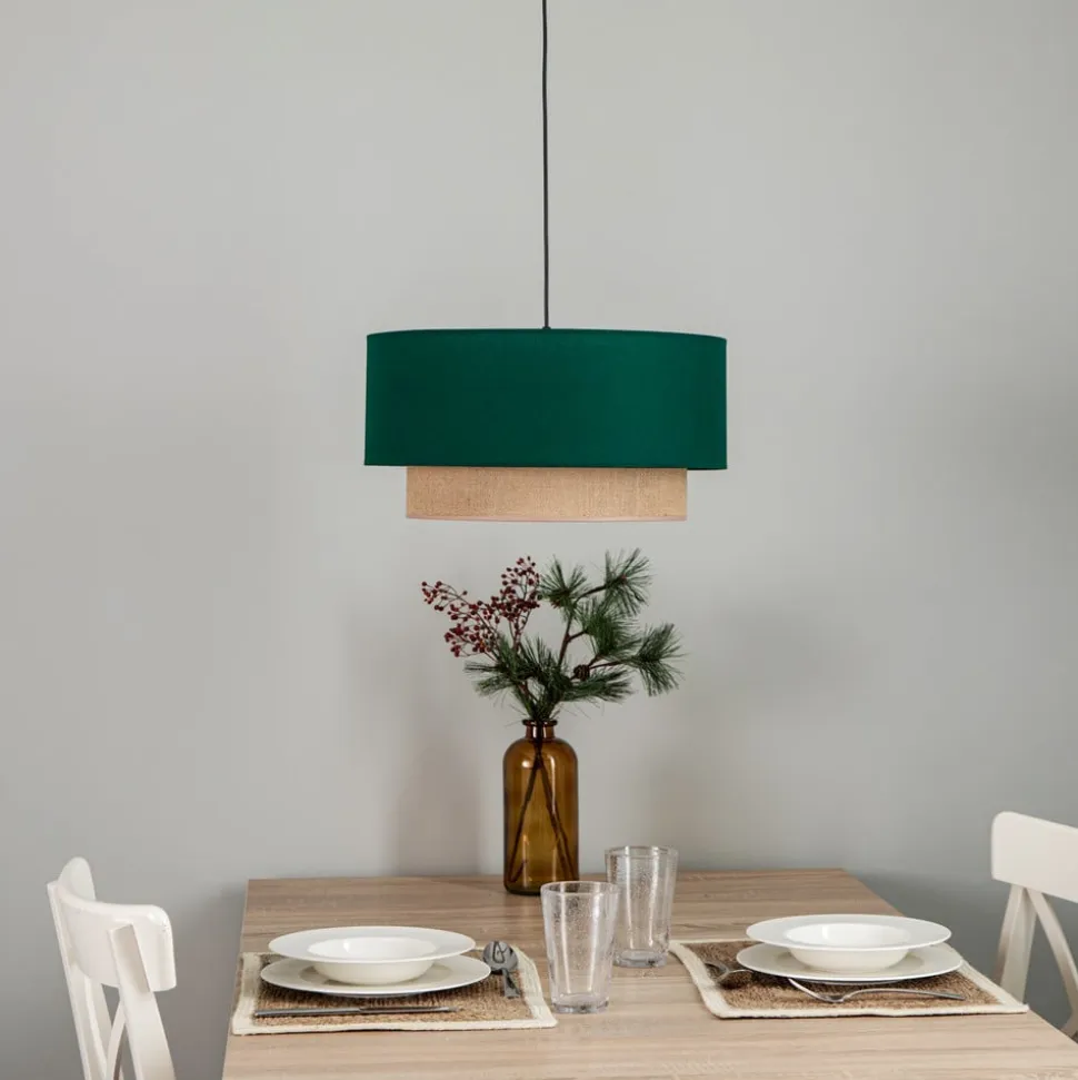 Hængelampe Boho Ø 45 cm 1 lyskilde grøn/jute