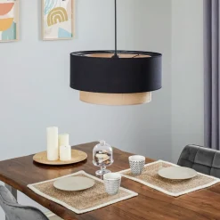 Hængelampe Boho Ø 45 cm 1-faset sort/jute