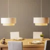 Hængelampe Boho, 2 lyskilder, tekstil, creme-hvid/rattan