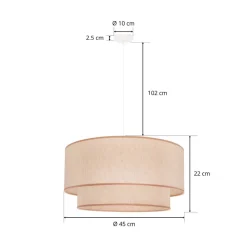Hængelampe Boho, dobbelt skærm, beige