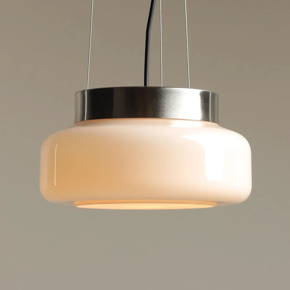 Hængelampe BonBon, creme, Ø 25 cm, glas