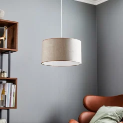 Hængelampe Bristol, vævet mønster, beige
