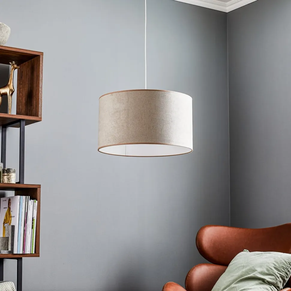 Hængelampe Bristol, vævet mønster, beige