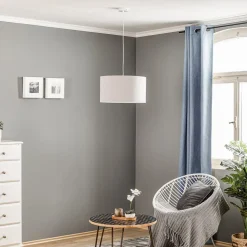 Hængelampe Bristol, vævet mønster, grå