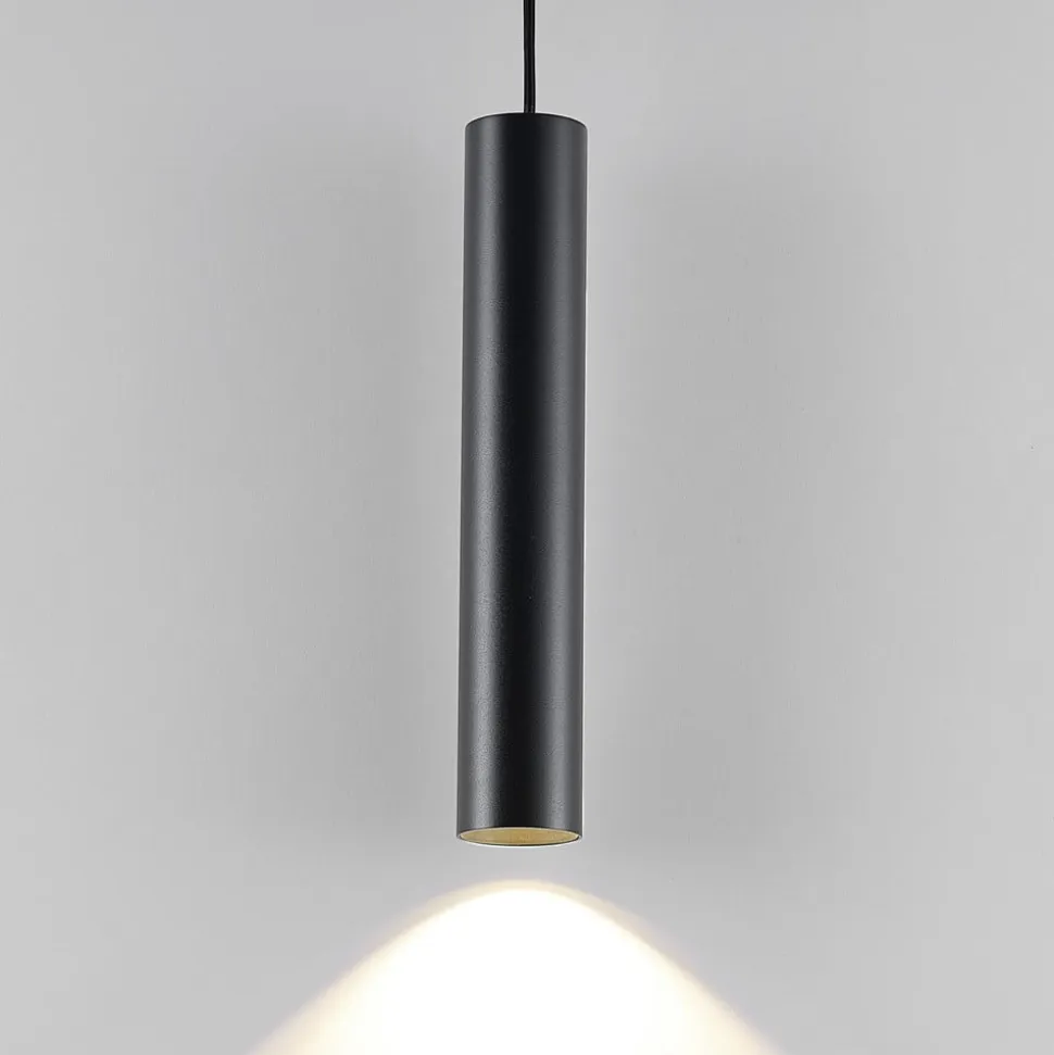 Hængelampe CAN, sort, højde 35 cm, Ø 6 cm, metal, GU10