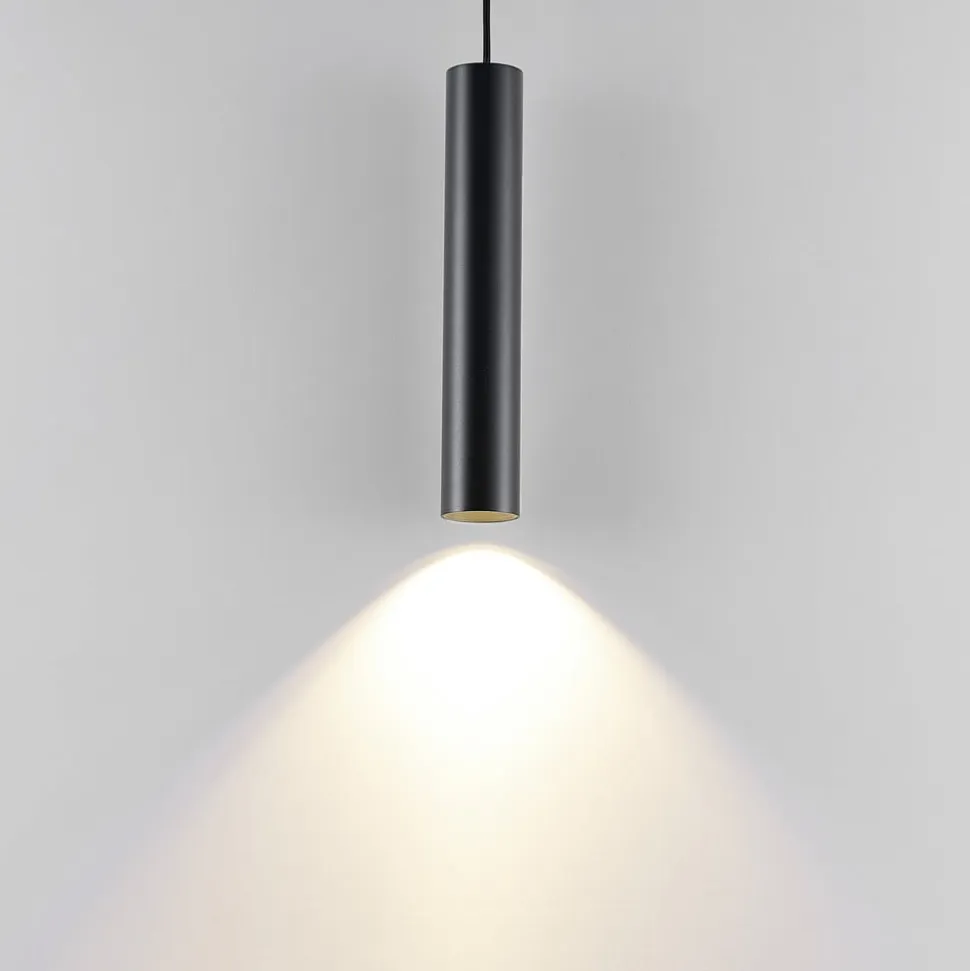 Hængelampe CAN, sort, højde 35 cm, Ø 6 cm, metal, GU10