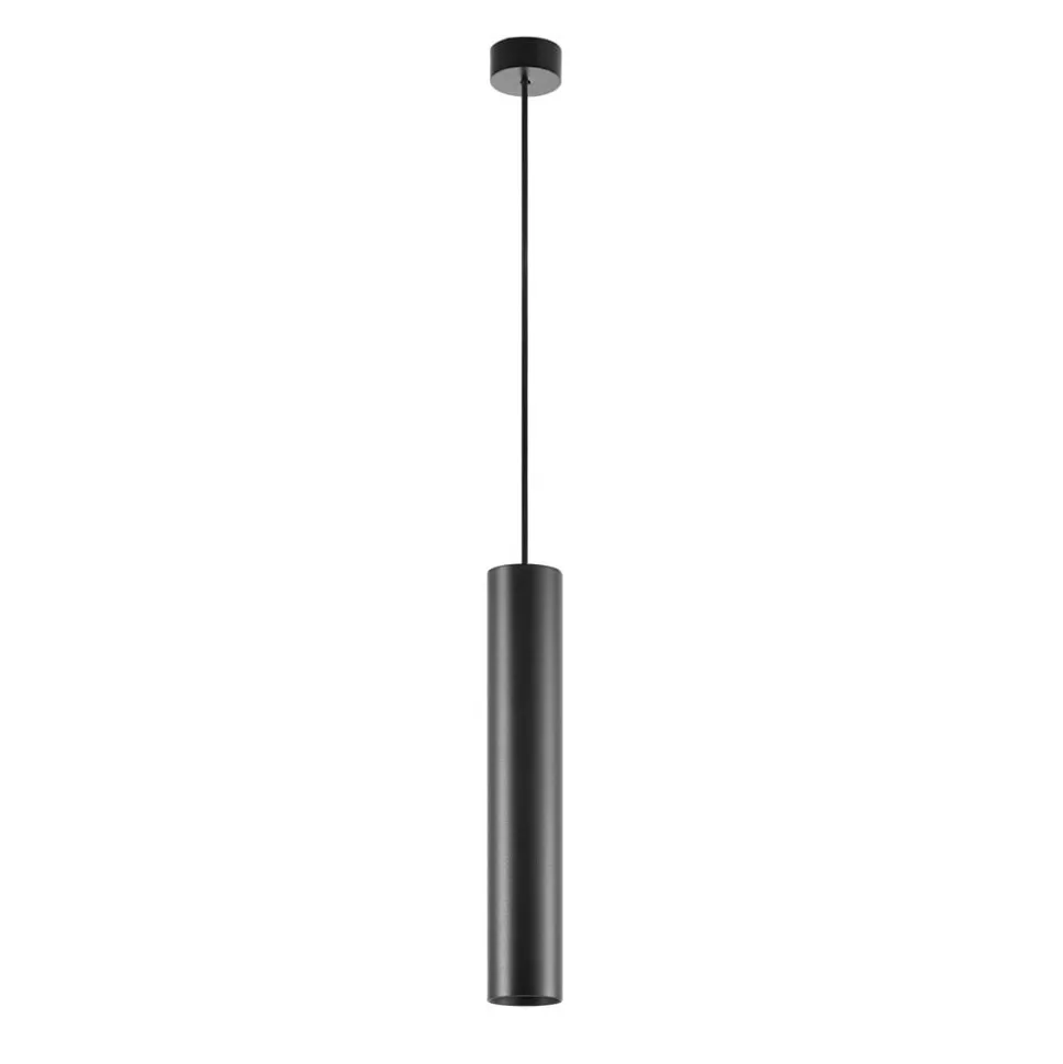 Hængelampe CAN, sort, højde 35 cm, Ø 6 cm, metal, GU10