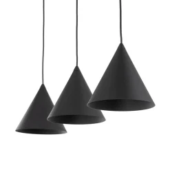 Hængelampe Cono, 3 lyskilder, sort, E27