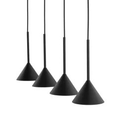 Hængelampe Cono Mini, 4 lyskilder, sort, E27