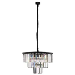 Hængelampe Cristal, transparent/sort, Ø 56 cm
