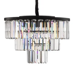 Hængelampe Cristal, transparent/sort, Ø 56 cm