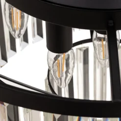 Hængelampe Cristal, transparent/sort, Ø 56 cm