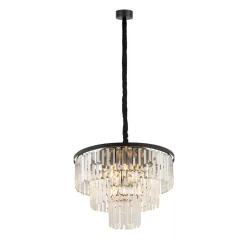 Hængelampe Cristal, transparent/sort, Ø 56 cm