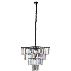 Hængelampe Cristal, transparent/sort, Ø 71 cm