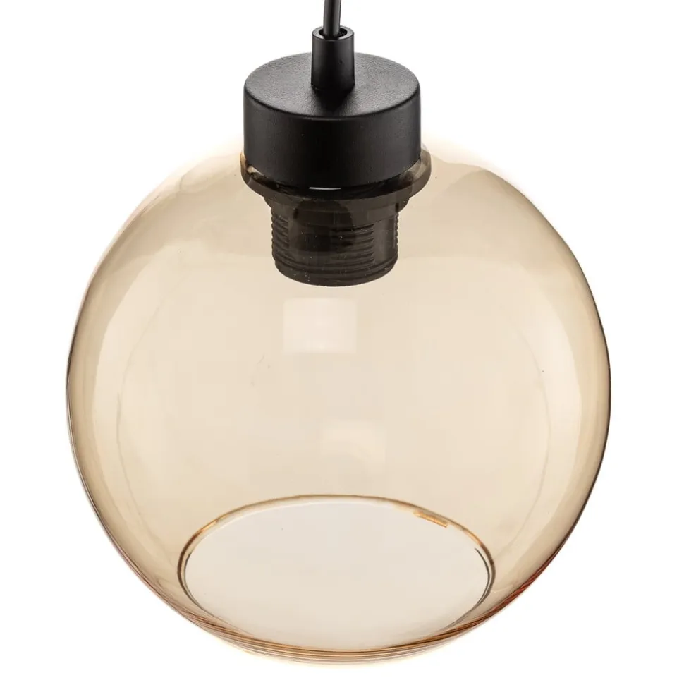 Hængelampe Cubus, Ø 50 cm, 3 lyskilder, klar/honningbrun, glas