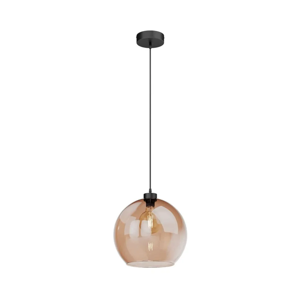 Hængelampe Cubus, rav, glas, Ø 30 cm, E27